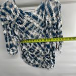 Tahari  Blue and White Patterned Short Sleeve Top Photo 4