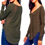 Free People  We the Free Catalina Thermal Knit Top in Dark Military Green Size S Photo 5