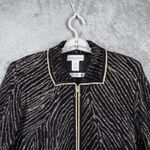 Drapers & Damons Cardigan Large Black Gold Metallic Zip Zig Zag Shimmer Glam Photo 4