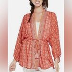 Xhilaration Red & White Sheer Kimono (M/L) Photo 0