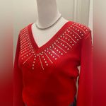 Inc international NWT Concepts Red Rhinestone Embellished V-Neck Sweater - XS Photo 3