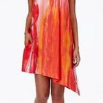Rachel Roy Asymmetrical Sleeves Coral Pink Abstract Ombré Dress Size S Photo 0