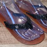 Roxy Womens Peep Toe Braided Strap Lola Flip Flops Sandals Brown Black Size 7.5 Photo 4