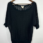 Olsenboye  Black Crochet Knit Top XL Pullover Romantic Dark Feminine Boho Indie‎ Photo 0