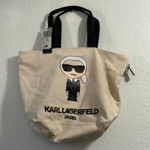Karl Lagerfeld NWT  PARIS KRISTEN CREAM  CANVAS LARGE SHOPPING TOTE BAG 19x13 Photo 0