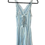 American Eagle Light Blue & White Striped Open Back Romper Photo 7