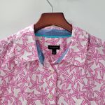 Talbots Womens Starfish Shirt Large Pink White Button Down Long Sleeve Beach Photo 7