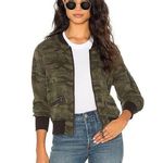Sanctuary Camouflage Bomber Jacket in Mother Nature Camo Linen blend Anthropolog Photo 1