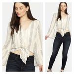 American Eagle  Boho Tie Crop blouse Top Angel‎ bell sleeve XS Country Cowgirl Photo 1