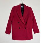 Mango  Double-Breasted Structured Oversized Blazer Women’s Size Small Red Photo 3