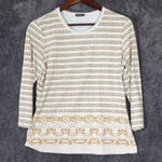 J. McLaughlin  Gold Chain Pattern Long Sleeve Top Catalina Cloth Equestrian Large Photo 0