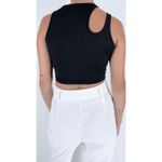 SheIn Women's Black Solid Cut Out Shoulder Ribbed Knit Tank Top Size Small Photo 1