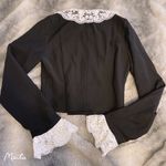 Kpop Blackpink Rose Black Blazer Gold Button White Lace Cropped Top Shirt Blouse Size XS Photo 6