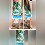 Mica Vintage Strapless Bustier Mini Dress Island Palms 8 Green Photo 1