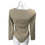 ZARA Women Tan Beige Long Sleeve Square Neck Corset T Shirt Bodysuit Top Size M Photo 1