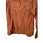 Cattlelac Ranch Womens Long Sleeve Western Button Down Shirt Embellished Large Brown Photo 2