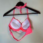 Hobie  Neon Hot Pink Bikini Top Solids Push Up Ruffled Underwire Halter Medium Photo 6