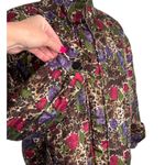 Vintage 100% silk rose floral animal print bomber jacket size medium M Brown Photo 2
