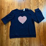 Talbots Navy Blue Crewneck Red & White Striped HEART Sweatshirt – NWT – Med Photo 2