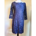 Adrianna Papell Navy Lace Sheath Dress classic elegant lparty festive boho 10 Photo 1