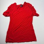 Armani Exchange Red Ruched Sleeve Top Casual Tee Shirt S Photo 0