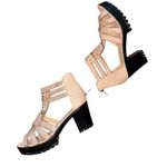 Women's Platform Wedge Chuncky heel Gladiator Sandals Adjustable Back Zipper 8.5 Black Photo 0