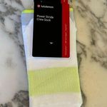 Lululemon NWT  Power Stride Crew Sock White Neon Yellow Size M Photo 0