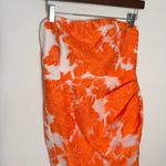 Showpo jacquard strapless cocktail midi dress orange white size 8 NWT $100 Photo 2