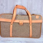 Vintage Hartman leather tweed damask travel rolling luggage suitcase garment bag Gray Photo 1