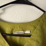 Pegasus 100% Linen Asymmetrical Tunic Top Green Reg One Size Made in India Photo 3