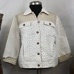 draper's & damon's  Beige Textured Eyelet Cuffed Button Up Jacket With Pockets Photo 0
