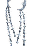 Silver Tone Crescent Moon and Cross Dangle Earrings Photo 0