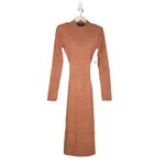 Alexia Admor Womens M Eliah Long Sleeve Knit Midi Dress in Tan NEW Photo 3