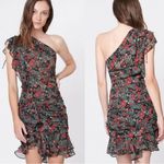 Veronica Beard  Ruffled One Shoulder Mini Dress Womens 4 Ballard Blue Red Floral Photo 1