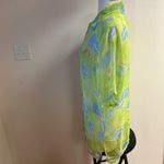 Vintage 90s Hawaiian Green Floral Sheer Button Up Blouse size M made in France Size M Photo 4