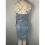 City Studio NWT Metallic Pale Blue Metallic Slip On Mini Dress In Size L Photo 3