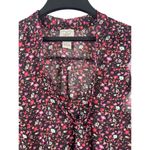 Eyelash Brown Pink Red Floral Fall Sleeveless Sheer Tie Neck Office Casual Top M Size M Photo 5