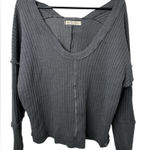 We The Free Free People Gray V-Neck Ribbed Thermal LS Shirt NWOT Photo 0