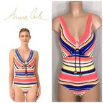 Anne cole  slimming multicolored stripe swimsuit. New Photo 12