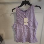 ZARA Women's Light Purple Ruched Sleeveless Top Size L Photo 2