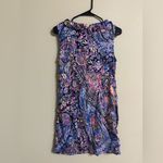 Talbots  Size 10 Paisley Shift Dress Mini Ruffle Neck Garden Party Maximalist Photo 2