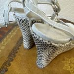 Franco Sarto Ivory Suede W/ Snake Print Wedges Heels Size 8 Wedge Photo 4