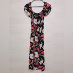 Forever 21  Women's Size Small Black Floral Print Midi Dress With Slit Photo 7