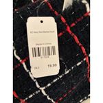 NWT Navy & Red Plaid Blanket Scarf Silver Thread 29x72 MSRP $20 Blue Photo 1