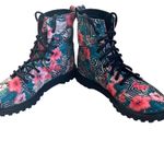 Volcom Shoes "Go Figure" Black Pink Floral Print Combat Boots Size Women's 6 Photo 2
