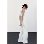 ZARA  High-Rise Wide Leg Crossover Waist Jeans Size 8 White Preppy Chic Photo 8