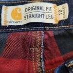 Carhartt  WOMENS ORIGINAL FIT STRAIGHT LEG FLANNEL LINED METALLIC DARK WASH JEANS Photo 9