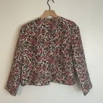 Ann Taylor  Off White Red Floral Bird Embroidered Tapestry Jacket Size M Cropped Photo 4