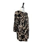Jones New York Sweater Tunic Linen Crew Neck 3/4 Sleeves Leopard Women’s Size L Photo 1