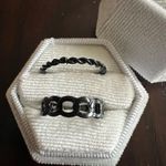 Ladies Stainless Steel Black High Polished 2 Piece Set Rings Size 7 NWT Photo 0